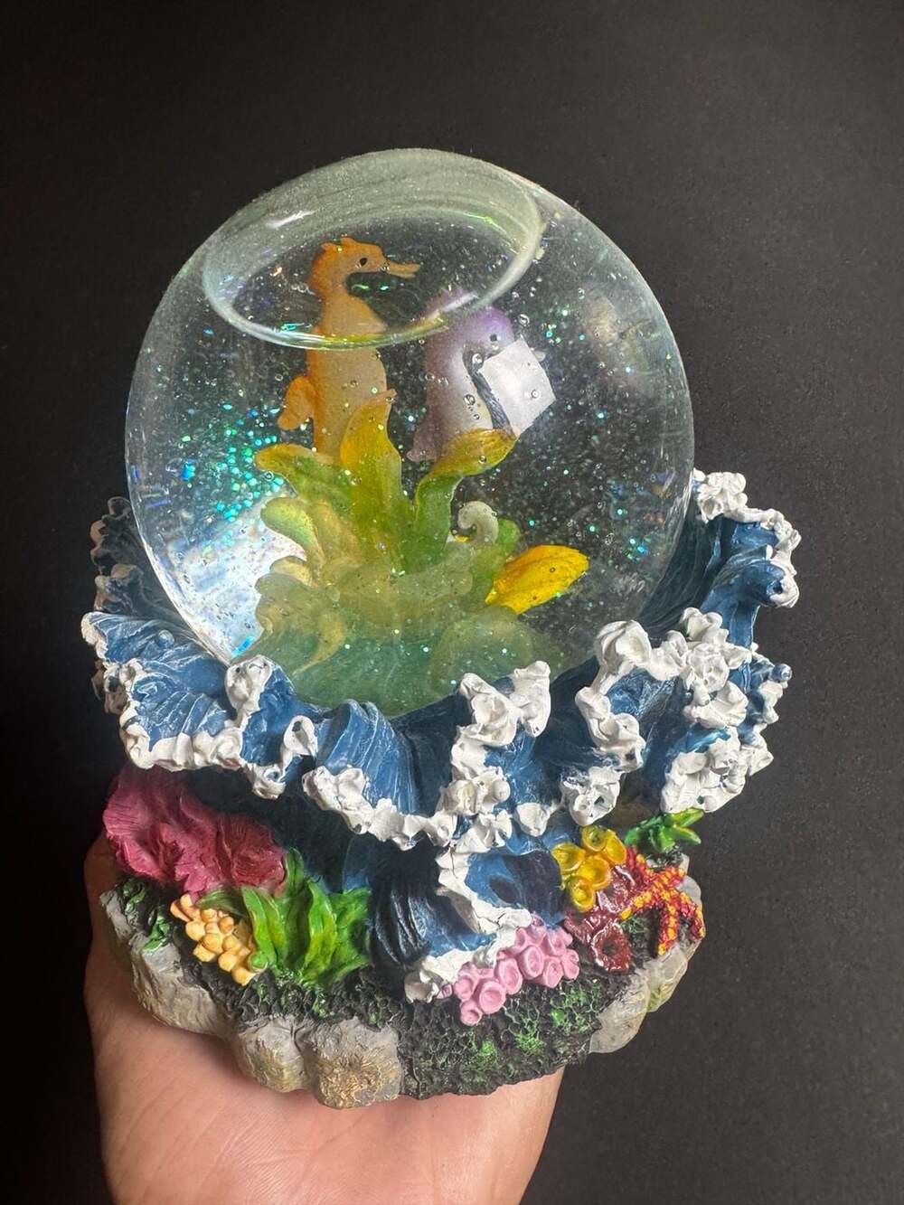 Musical Sea Life Water Globe with Seahorses and Sea Turtle Base